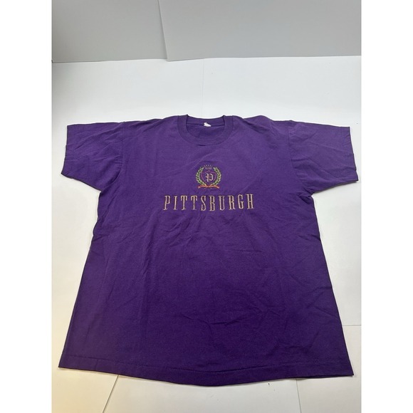 Other - Vintage Pittsburgh Embroidered T Shirt Size Large‎ Purple Single Stitch
